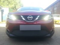Защита радиатора Nissan Qashqai 2014- black с парктроником PREMIUM (Фото 1)