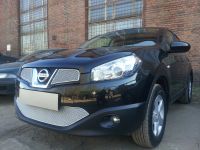 Защита радиатора Nissan Qashqai 2014- chrome с парктроником PREMIUM (Фото 1)